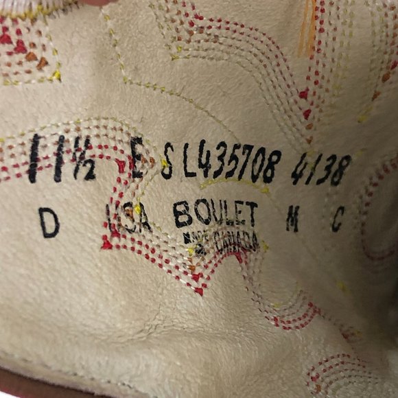 BOULET Men's 11.5 E Brown Blue Leather Embroidered Western Cowboy Boots Canada - Picture 14 of 14